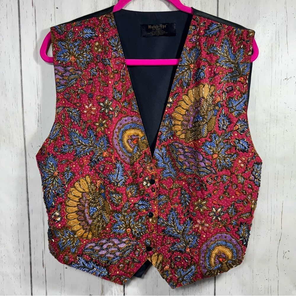 Match Ups By Natco Batik Cotton Turkey Print Boho Vest L / XL Artsy Maximalist